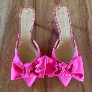 Charlotte Olympia Sophie Heel in Hot Pink Satin